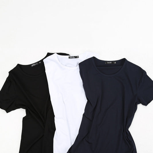 3 Pieces, Mens Solid Color Short Sleeved T-Shirt, Slim Round Neck